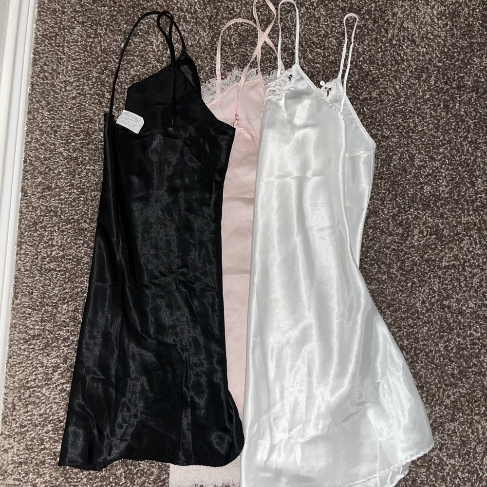 Vintage Elegant Satin Slip Dresses set